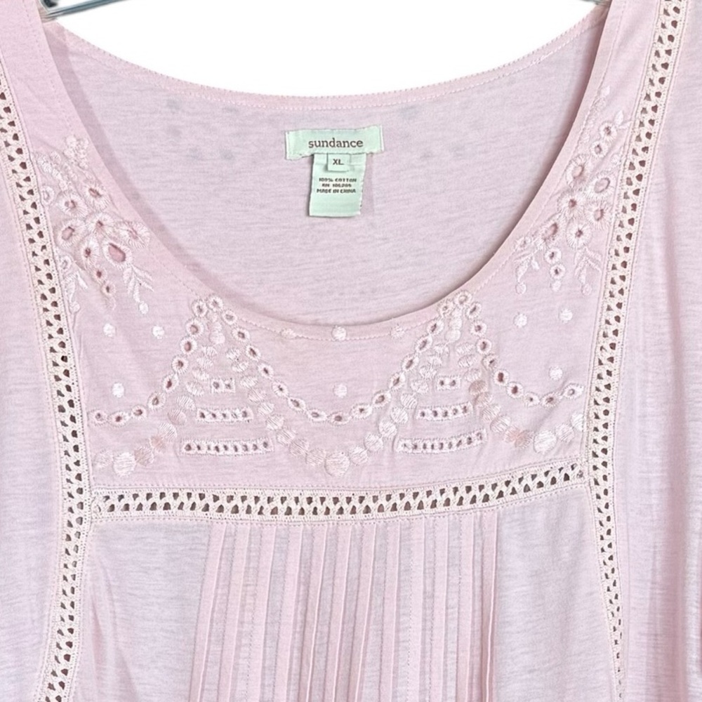 Sundance Light Pink Eyelet Lace Peasant Blouse - Picture 4 of 8